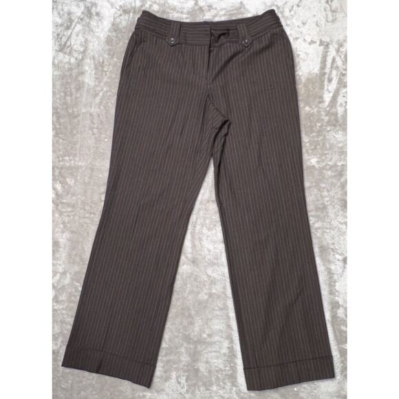 Ann Taylor Lindsay Curvy Fit Brown Mocha Pinstripe Dress Pants Womens 10 Y2K - Picture 1 of 13
